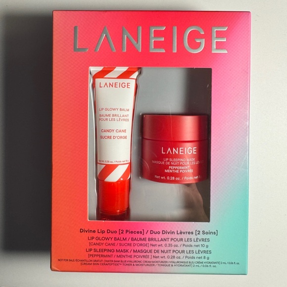 Laneige Divine Lip Duo Candy Cane Peppermint Lip Glowy Balm Sleeping Mask - Picture 10 of 10